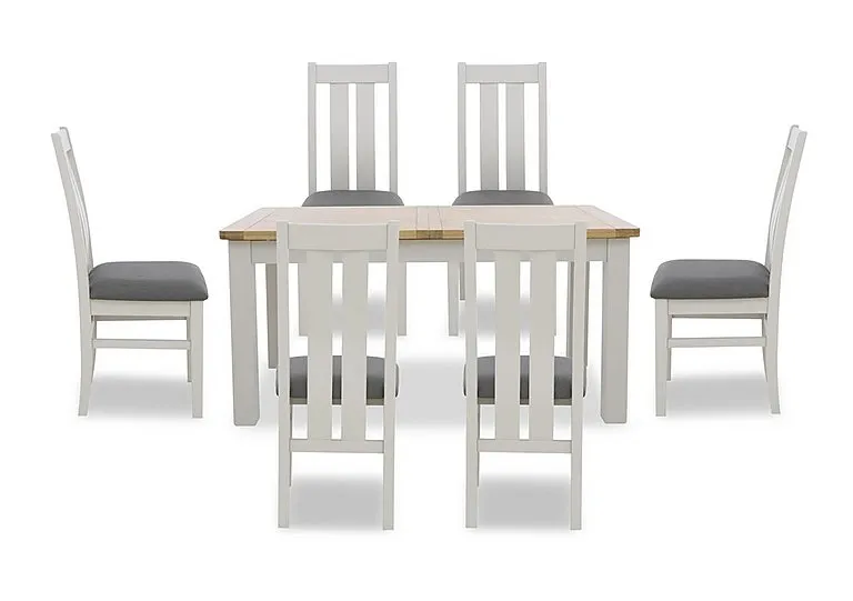 Lewis Rectangular Extending Dining Table and 6 Wooden Slatted Back Chairs - Anthracite