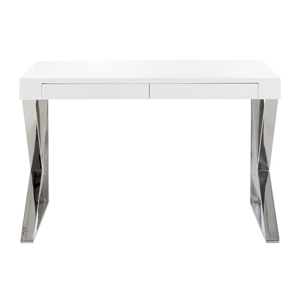 Angel Cerda White MDF Desk with Chromed Steel Legs & 2 2