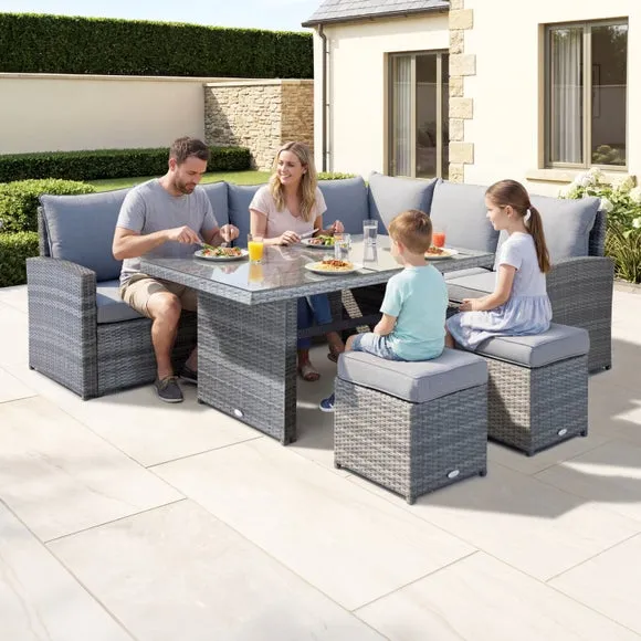 Rattan 6 Seater Grey Dining Set 3