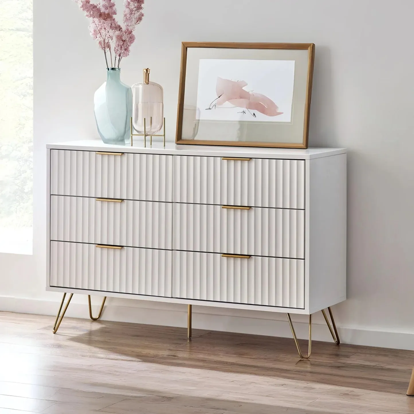 Murano - 6 Drawer Chest - White - Wooden - Happy Beds 1