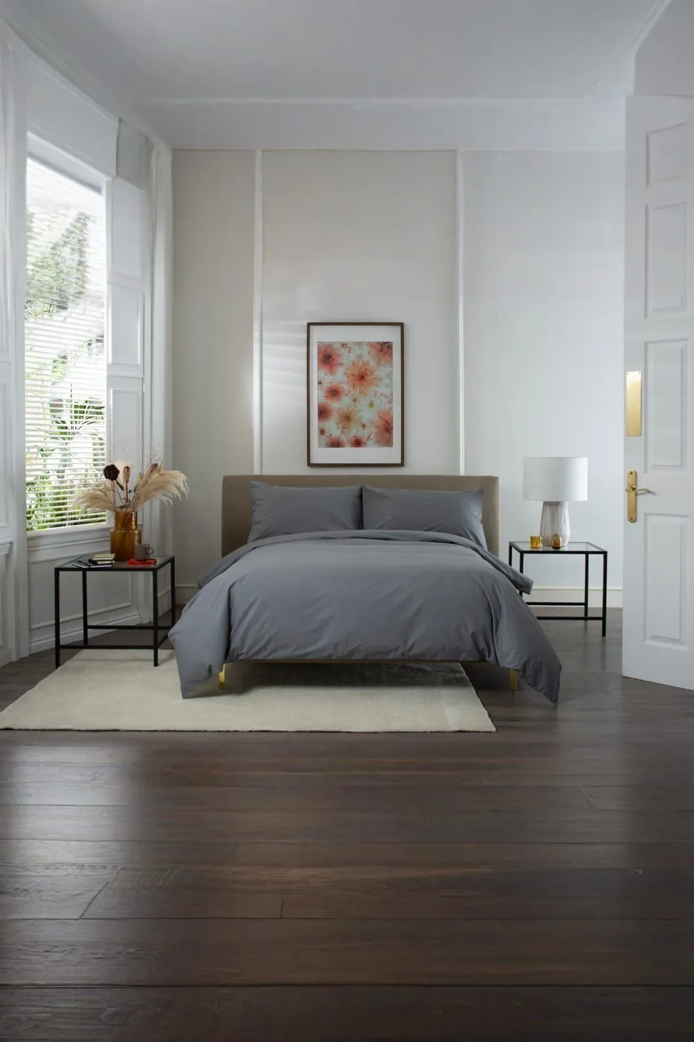The Lyndon Company Luxury 100% Cotton 200 Thread Count Duvet Cover Set in Charcoal 1