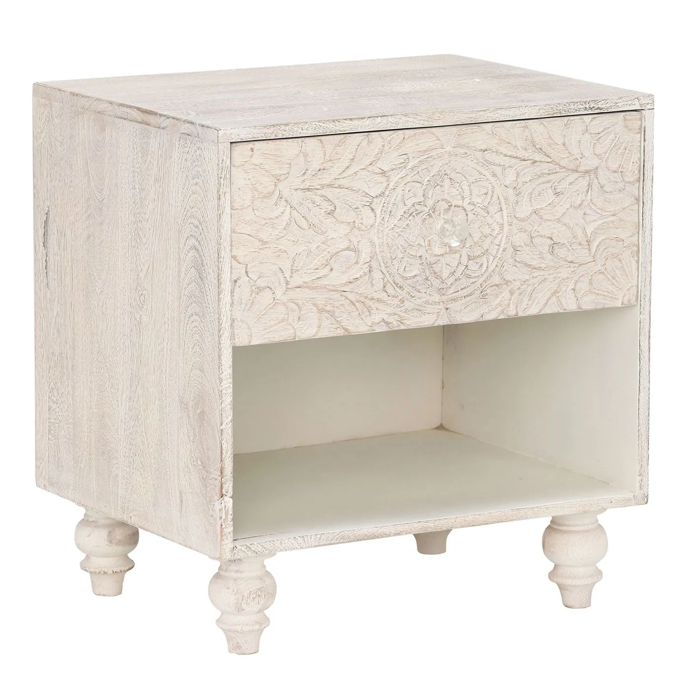Casablanca 1 Drawer Bedside, Rustic White