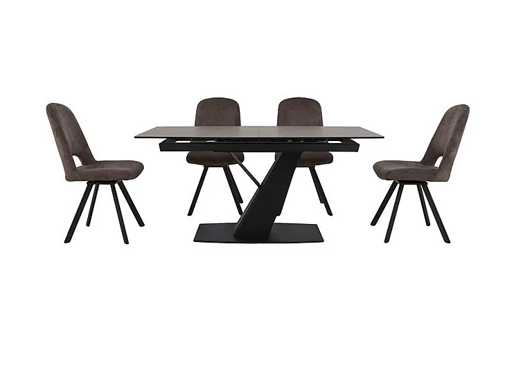 Enterprise Extending Dining Table and 4 Swivel Side Chairs Set