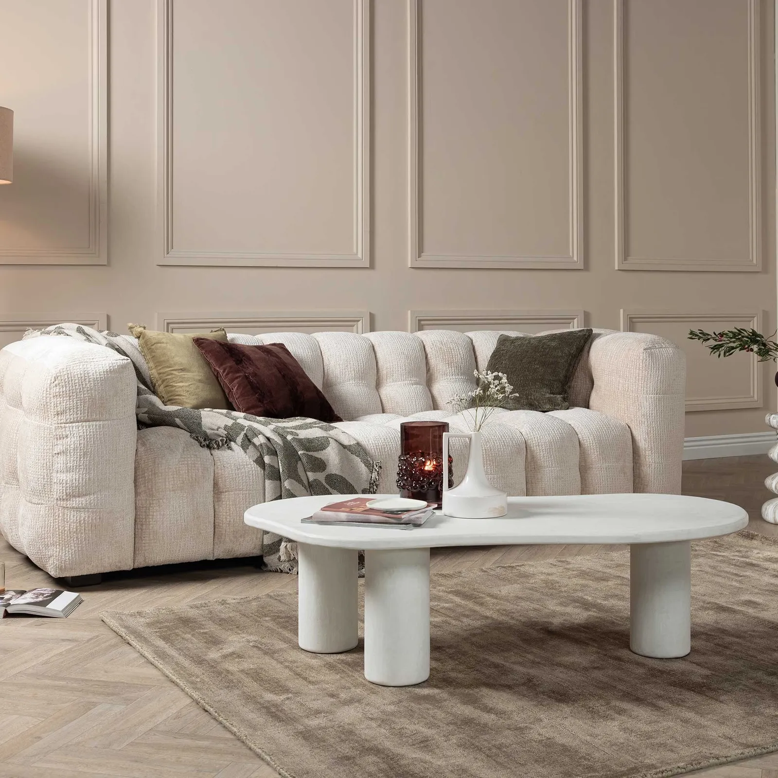 Capella Coffee Table 120X64X35Cm, Round, White Stone | Barker & Stonehouse 2
