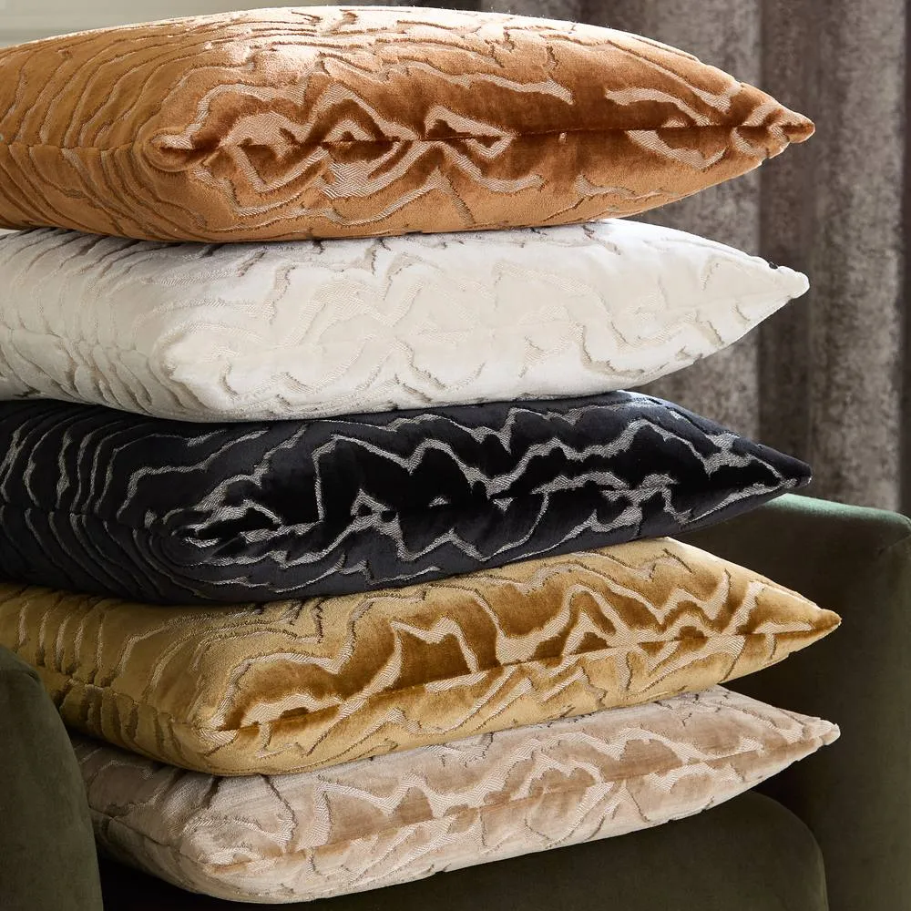Paoletti Tierra Cut Velvet Abstract Cushion in Taupe 5