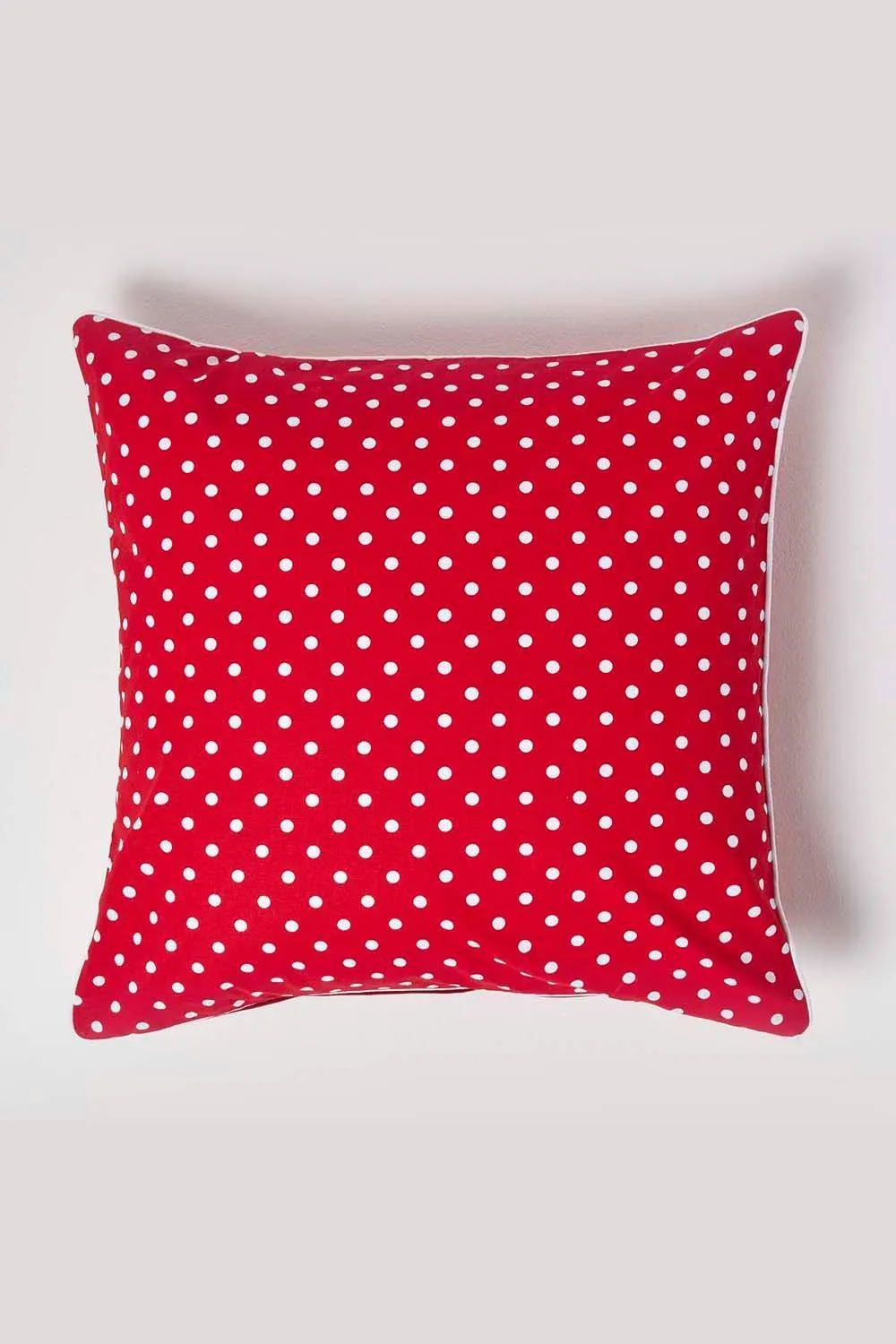 Homescapes Cotton Polka Dots Cushion Cover in Red