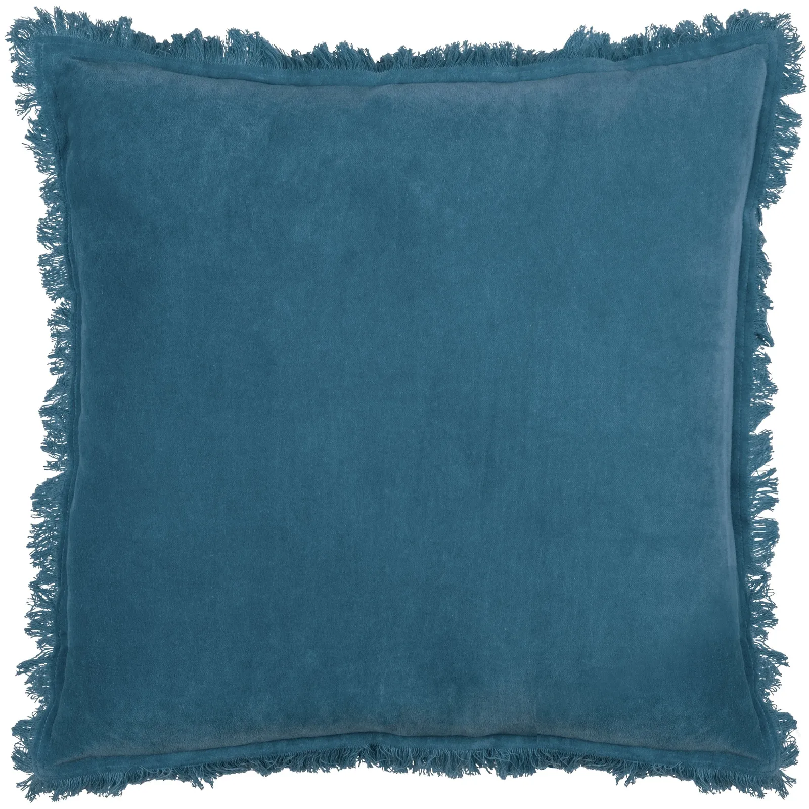 Furn Gracie 100% Cotton Velvet Fringed Cushion in Dark Blue