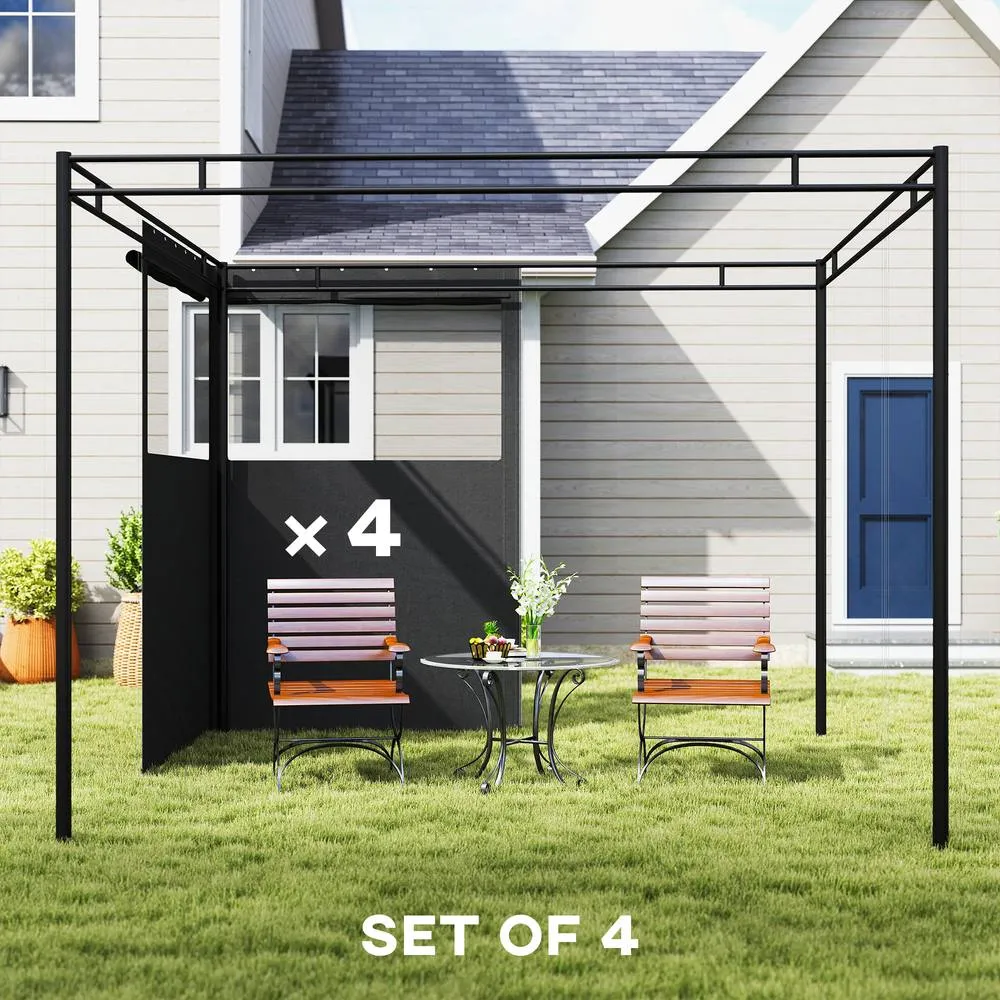 OUTSUNNY 3 x 3 m Gazebo Replacement Curtains Privacy Panel Set in Dark Grey 4