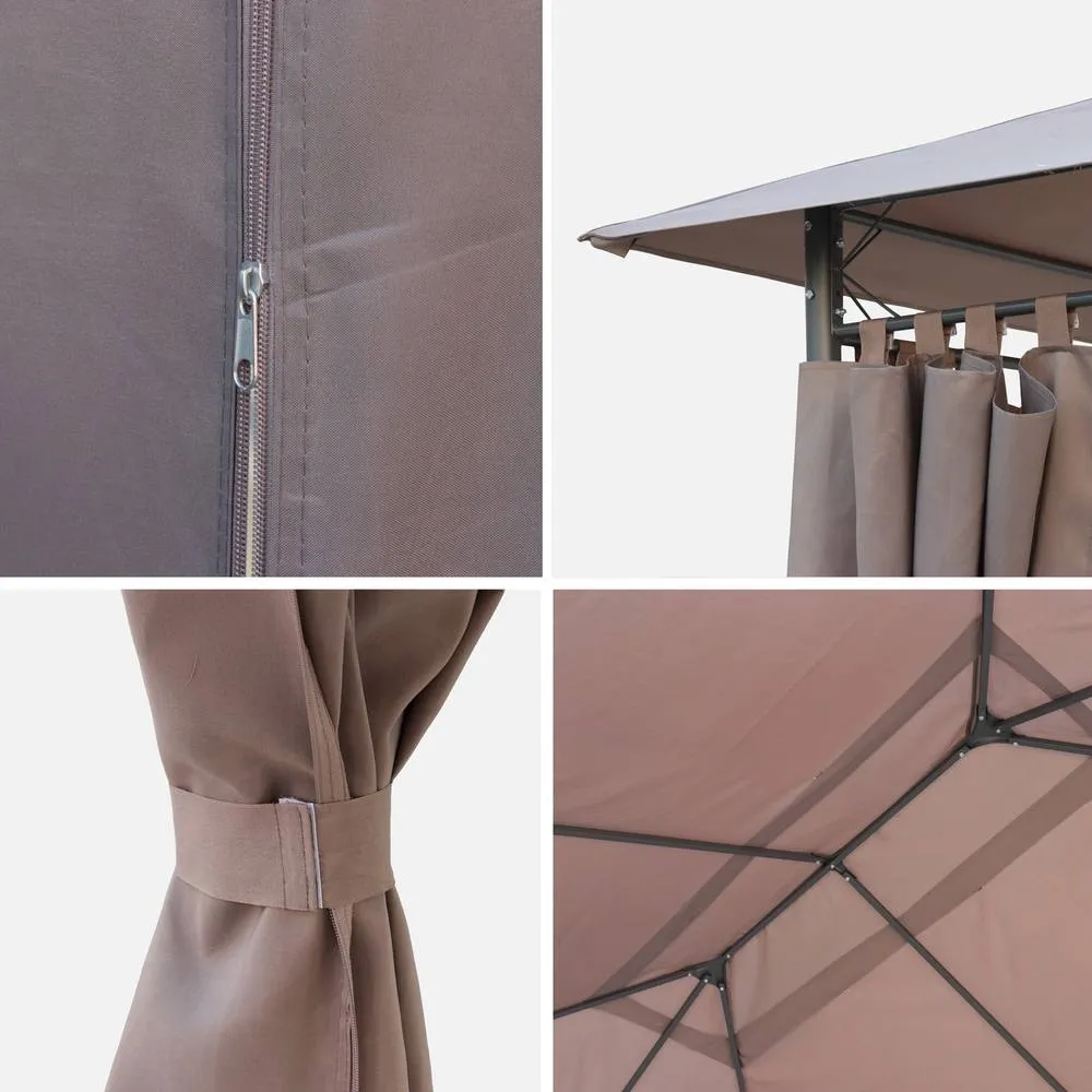 sweeek 3x4m Canopy Roof & Side Curtain Kit in Medium Beige 2