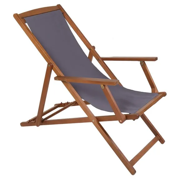 Eucalyptus Grey Wooden Deck Chair 2