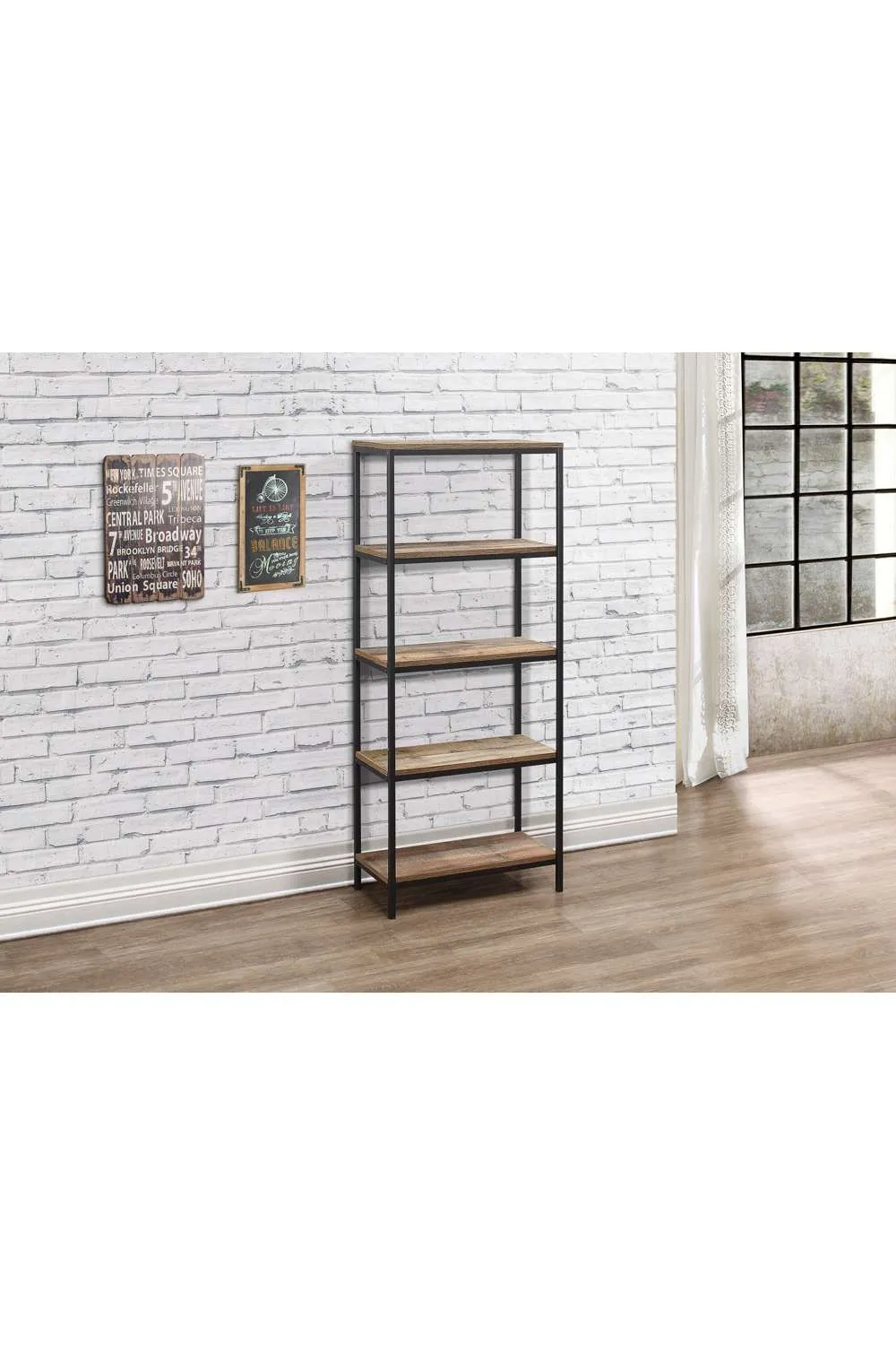Birlea Industrial Shelving Unit Urban Chic Bookcase Shelves Wood Metal in Brown