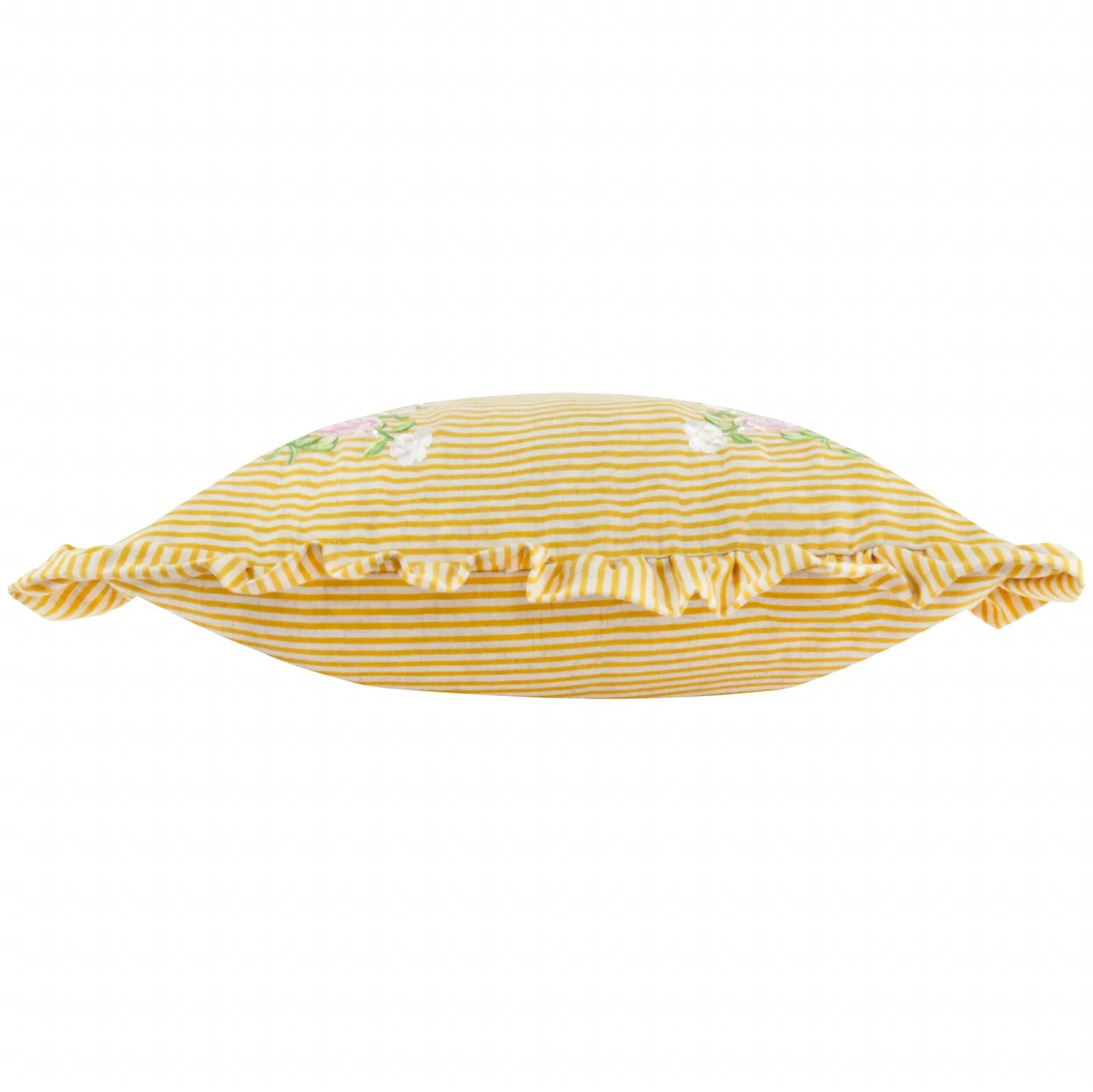 Wylder Martha Embroidered Ruffle Cushion in Yellow 4