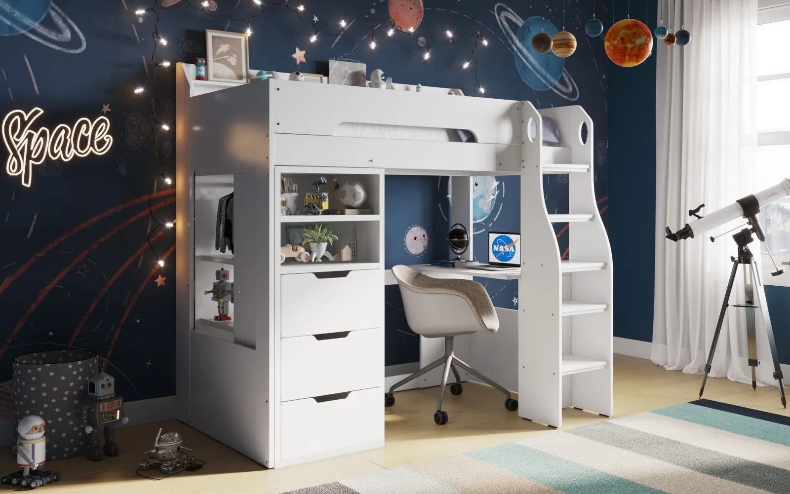 Flair Cosmic Storage Sleeper Bed in White