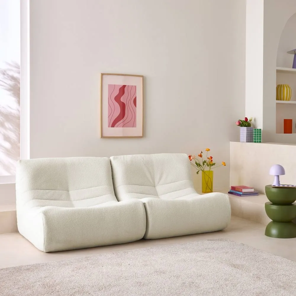sweeek Pair of 1-seater armchairs in boucle fabric in White