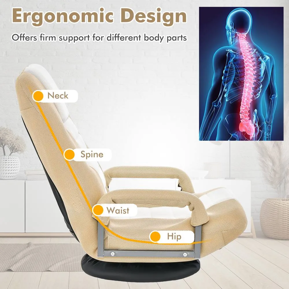 Costway Folding Floor Chair Gaming Chair Adjustable 6-Position Leisure Chair 4