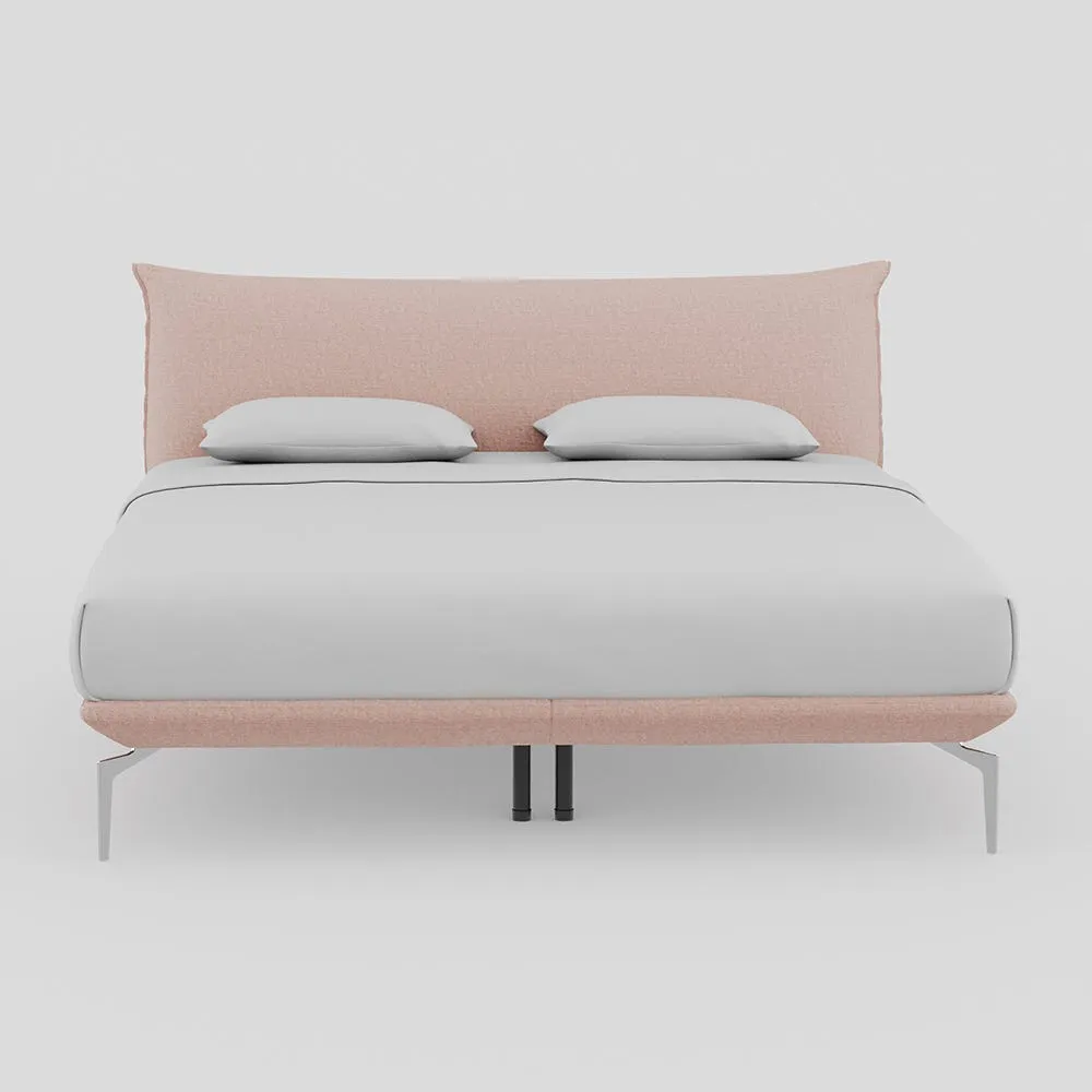 Heal's Aria Bed Super King Siena Cotton Dusky Pink Box Sprung, Chrome Feet 1