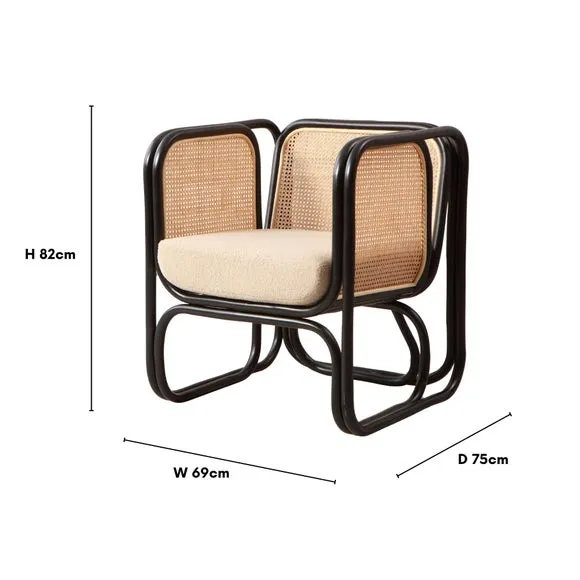 Desser Iconic Rattan Chair with Boucle Cushion 4