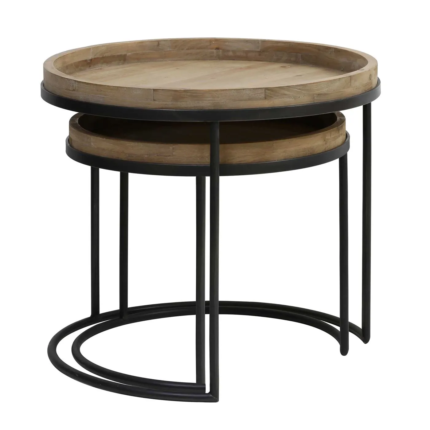 Set of 2 Wood Side Tables, Natural
