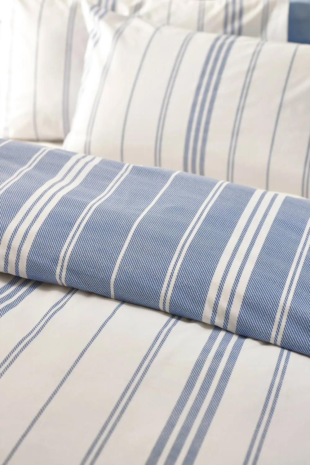 Catherine Lansfield 'Harbour Stripe' Reversible Duvet Cover Set in Blue 4