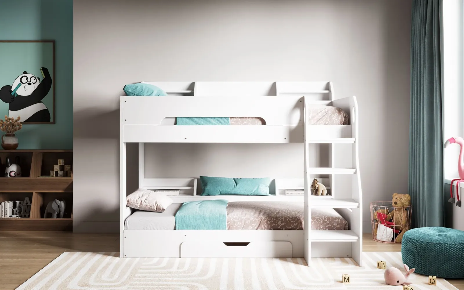 Flair Flick Bunk Bed with Storage in White 2