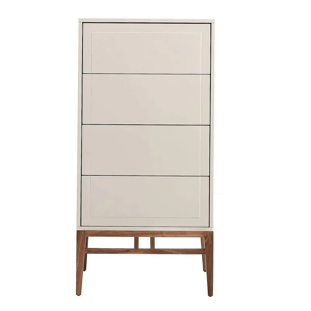 Angel Cerda Chiffonier, Beige & Walnut Wood, 4 Drawers, 120 cm High 2