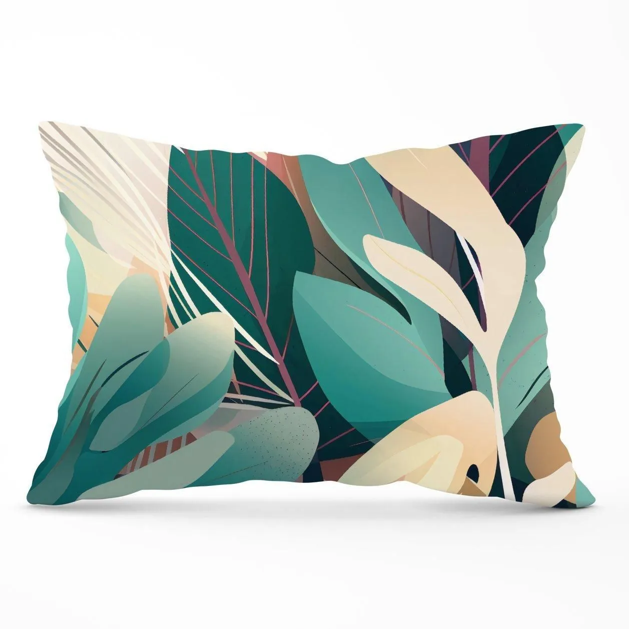 Warren Reed - Designer Abstract Tropical Leaves Cushions in Green