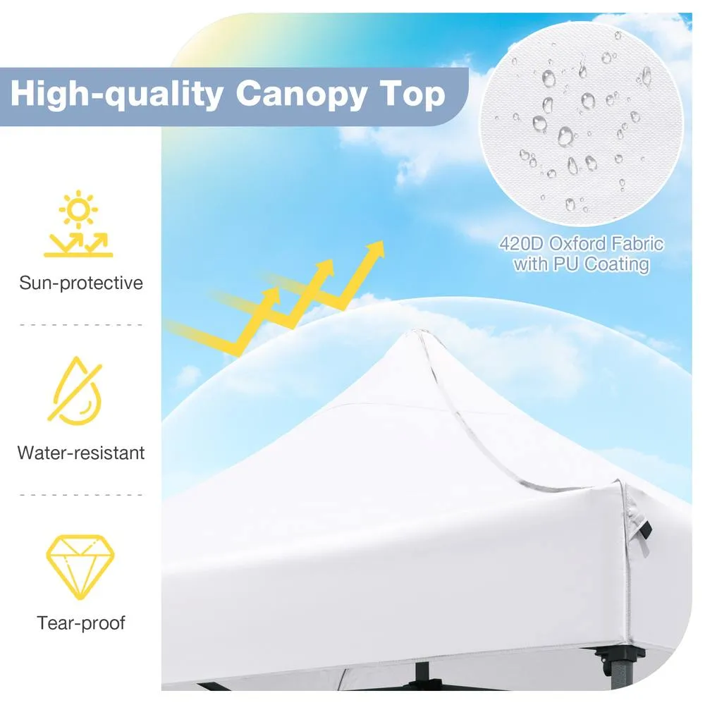 Costway 300 x 300cm Pop up Canopy Tent Easy Setup Gazebo Shelter w/Wheeled Bag in White 6