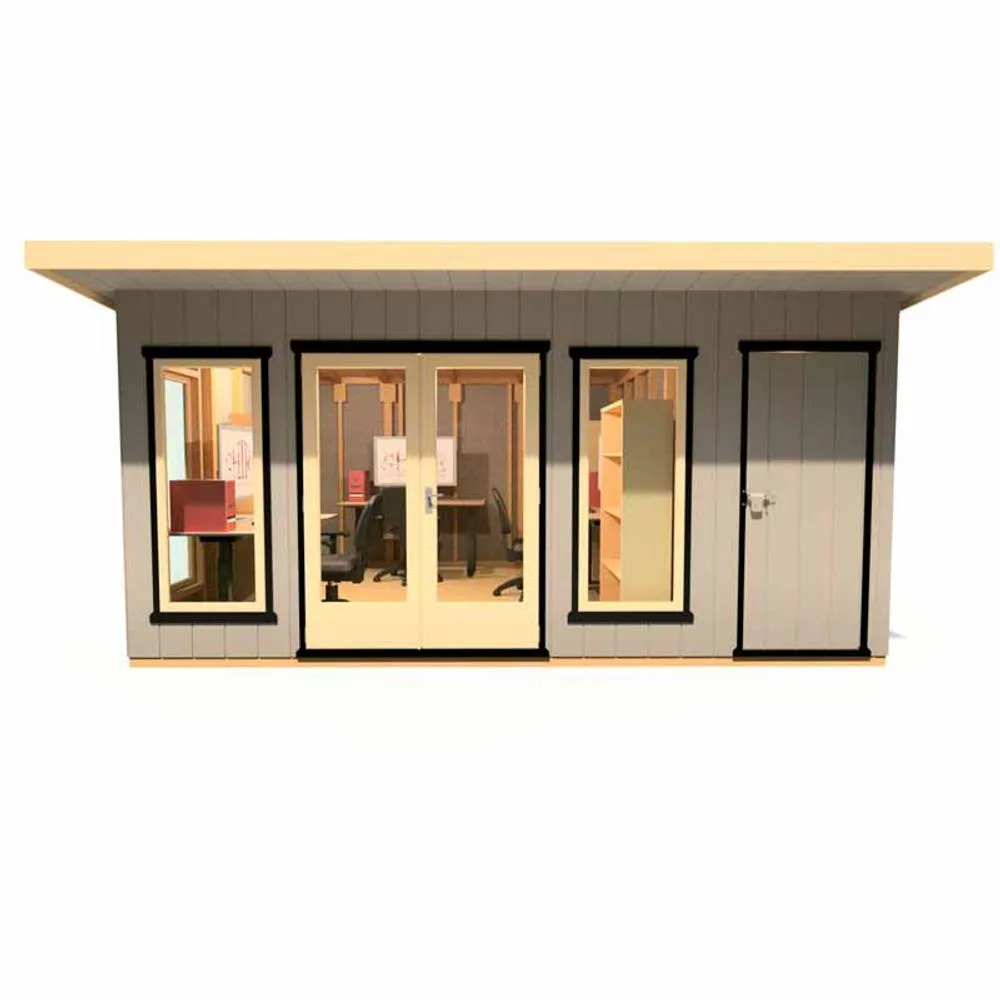 Shires Cali 16x12 Feet Pent 1 Garden Office - OSB/MDF - L456xW509.4xH246.1 cm in Light Brown
