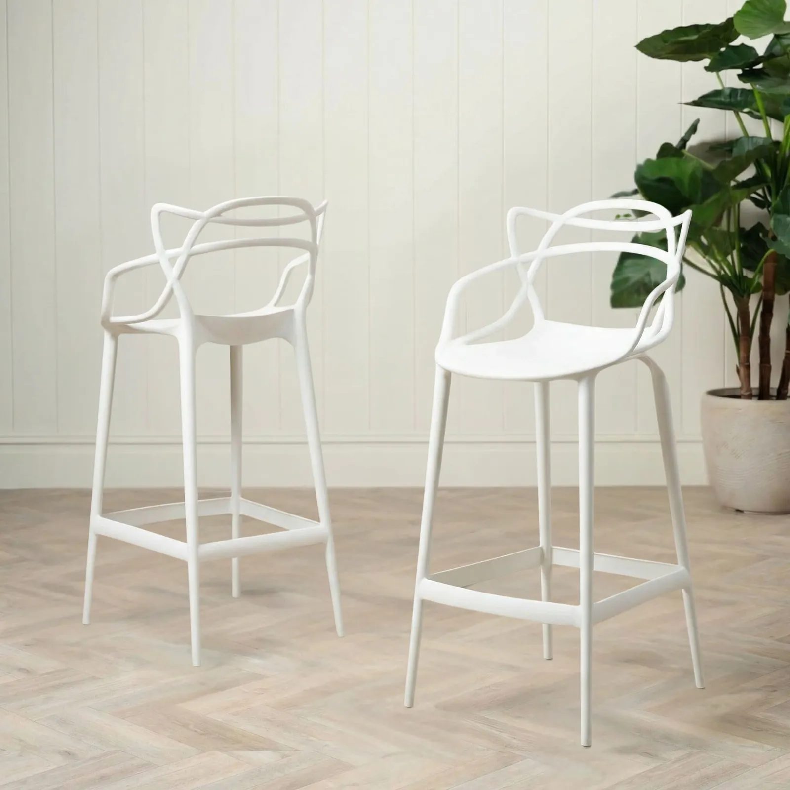 Kartell Masters Low Dining Stool 65Cm, White Plastic | Barker & Stonehouse 2