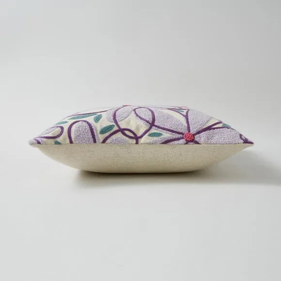 Crewel Work Floral Square Cushion 3