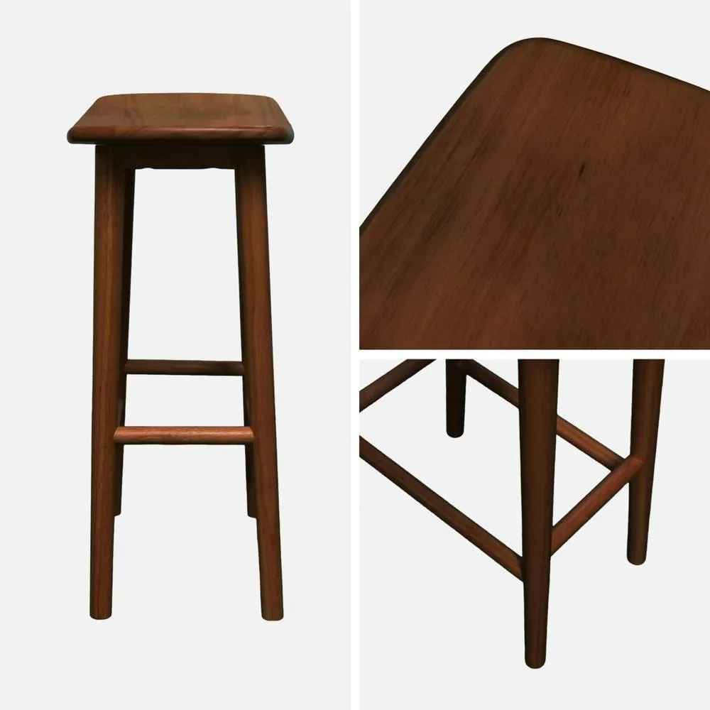 sweeek Set of 2 vintage bar stools, rubberwood in Dark Brown 6