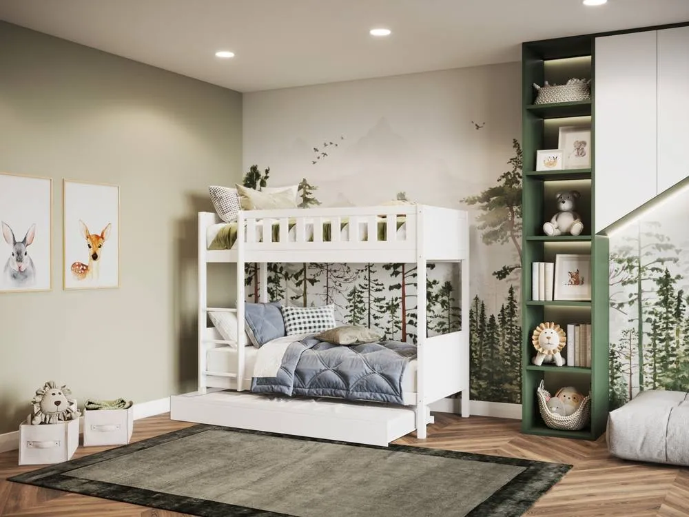 Flair Bea Shorty Wooden Bunk Bed with Trundle in White 2
