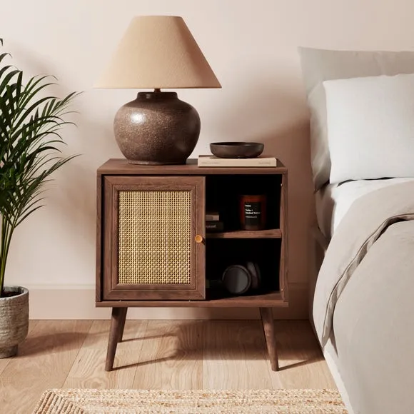 Jordyn Wide Bedside Table, Mango Wood Effect