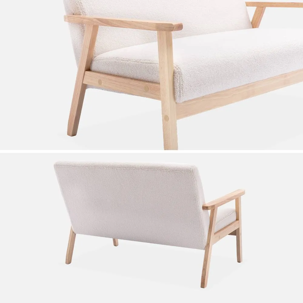 sweeek 2-seater Scandi-style Loveseat Sofa In Boucle Fabric in Cream 3