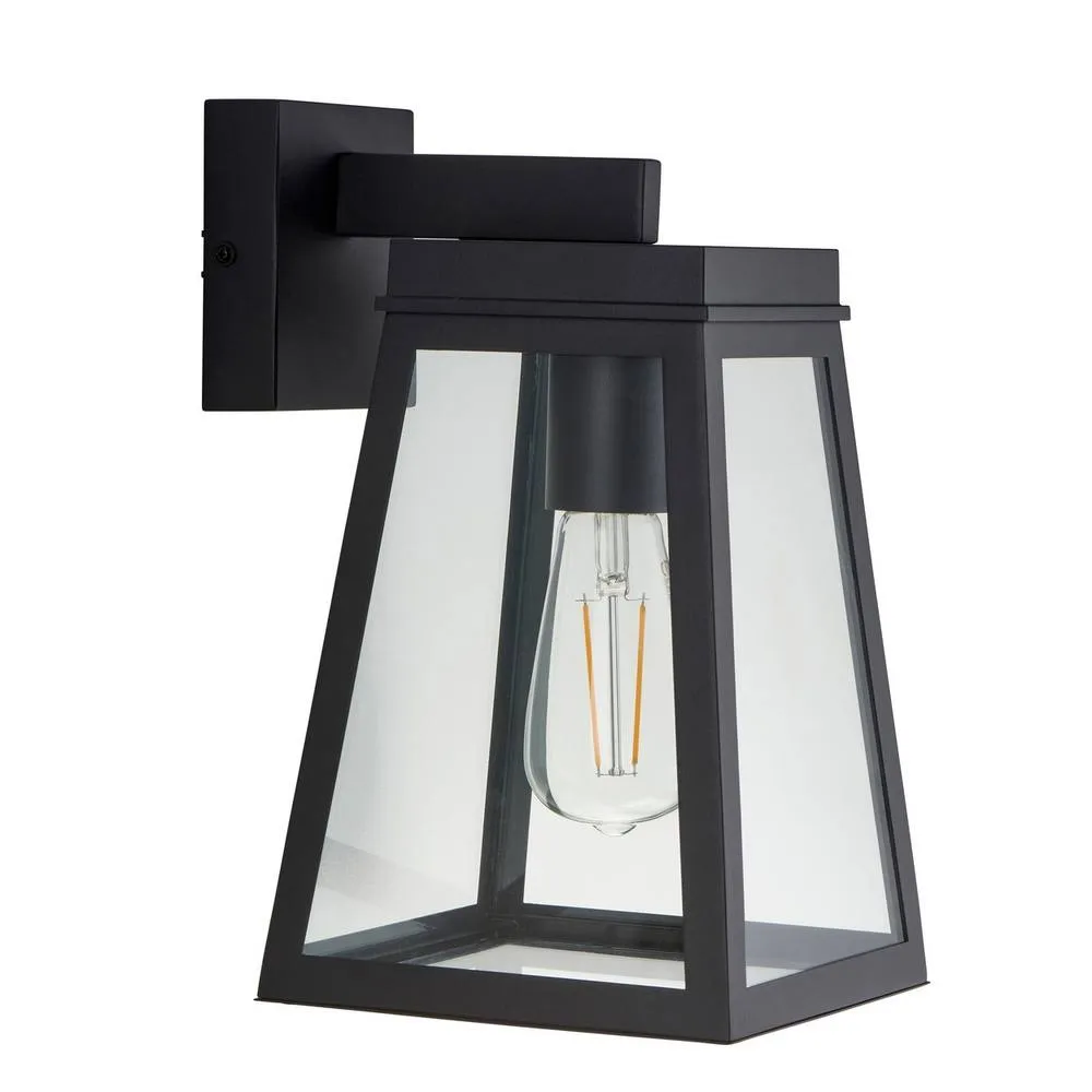Netlighting Lymington Outdoor Wall Lantern Textured Black & Clear Glass E27 6