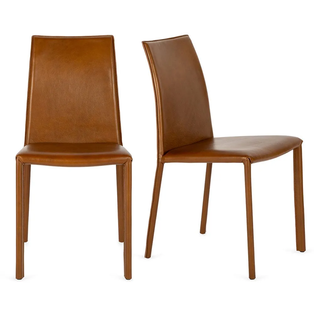 Heal's Byron II Pair of Dining Chairs Tan Leather 3