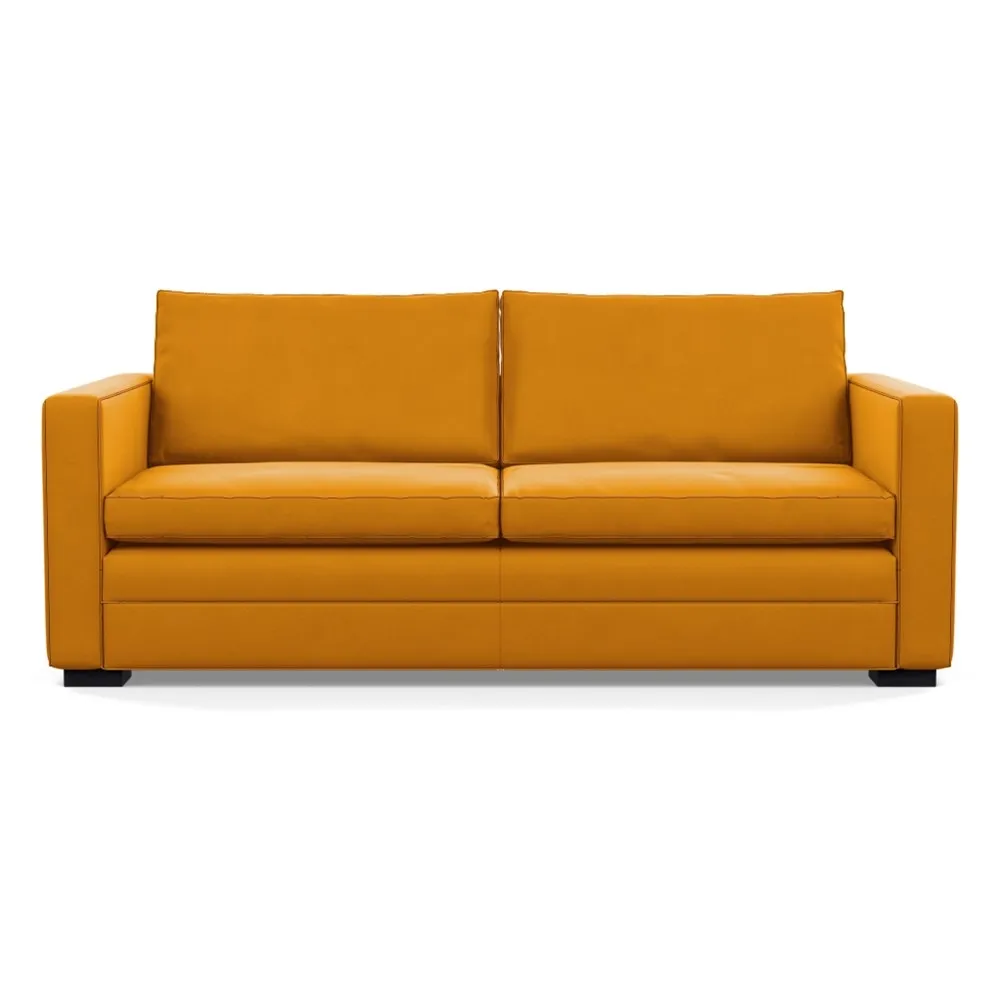 Heal's Palermo 3 Seater Sofa Nobilis Velvet Mustard Black Feet