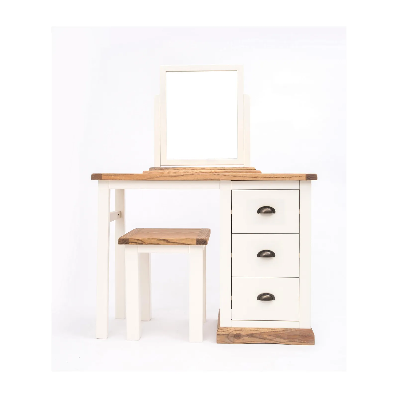 Cabinet Bits Tropea 3 Drawer Dressing Table Set Brass Cup Handle in Off-White