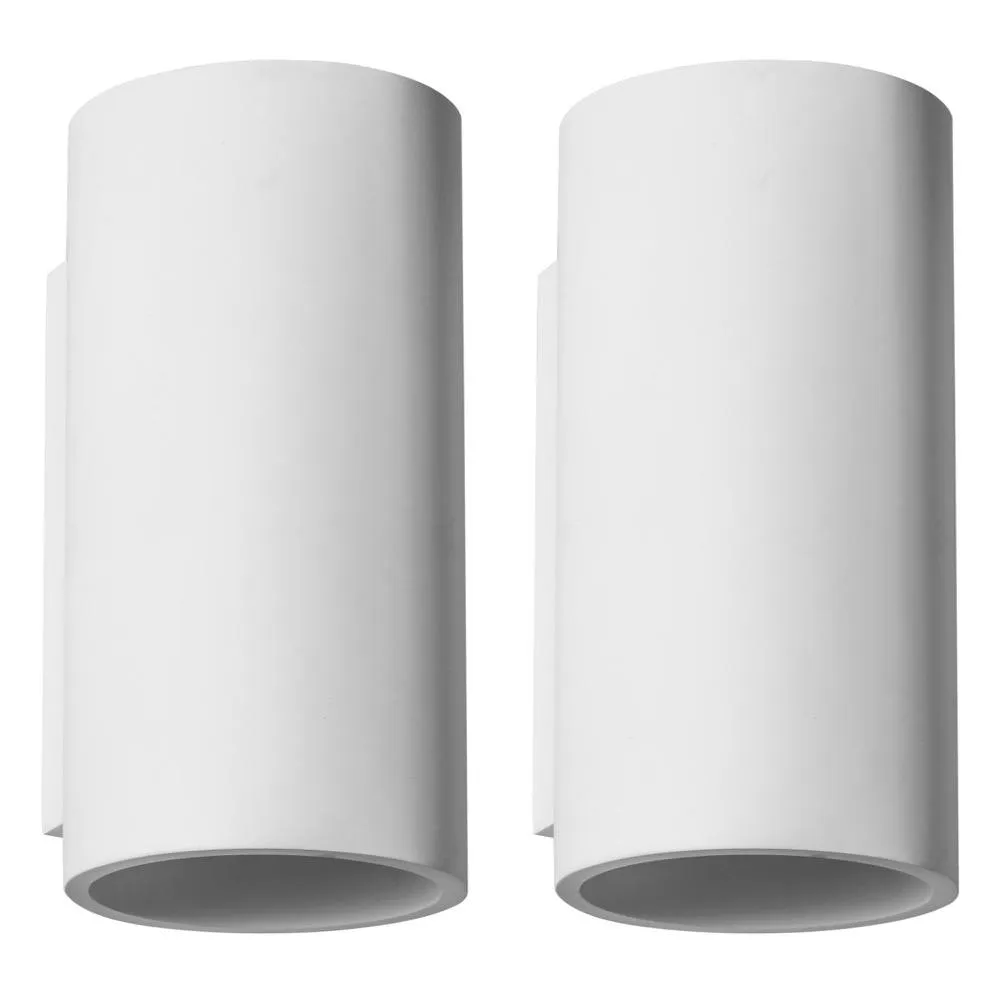 First Choice Lighting Set of 2 Andros - White Plaster GU10 Wall Lights