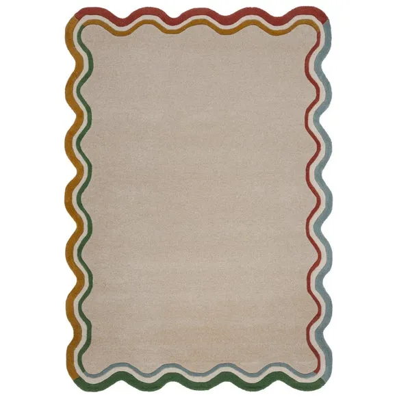 Elements Wave Natural Border Wool Rug 5