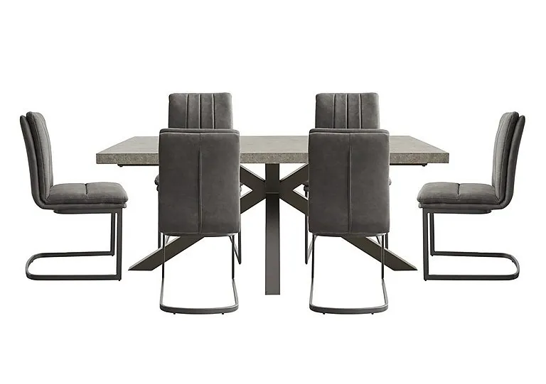 Moon Star Base Dining Table and 6 Upholstered Cantilever Chairs