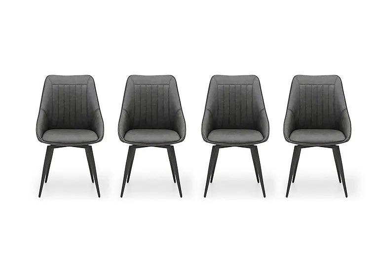 Crete Set of 4 Faux Leather Swivel Dining Chairs