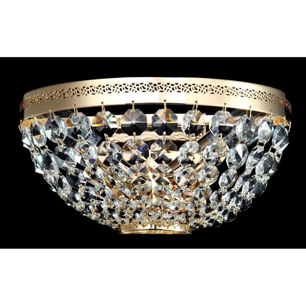 Netlighting Ottilia Flush Wall Lamp Gold & Crystal 2 Light E14 2