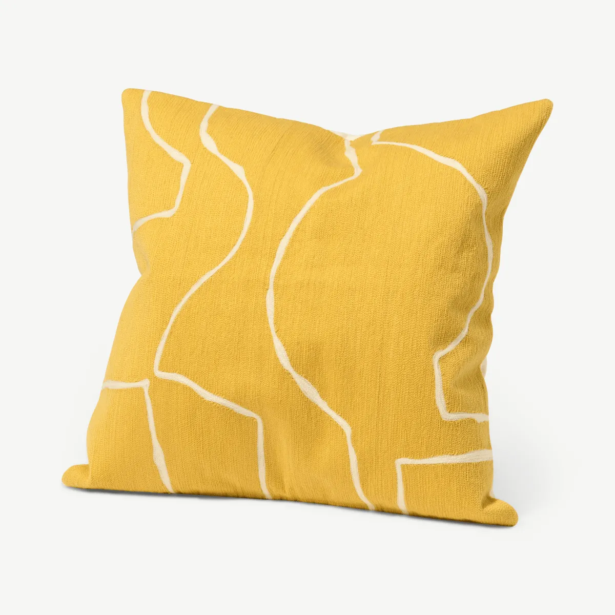 Nuwan Embroidered Cushion, 50 x 50 cm, Soft Yellow