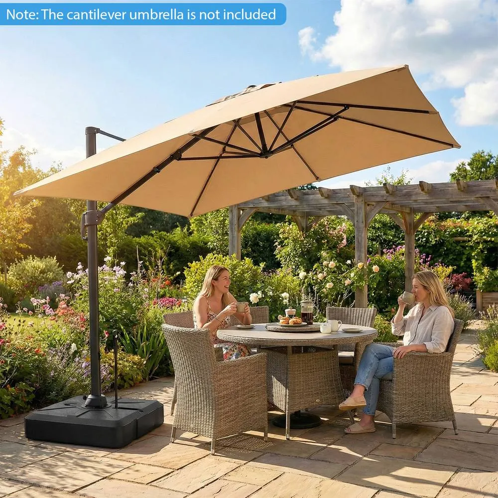 Costway Umbrella Base w/Wheels 150 kg Water & Sand Weighted Umbrella Stand in Black 6