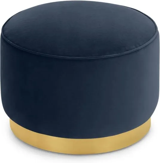 Hetherington Large Brass Base Pouffe, Royal Blue Velvet