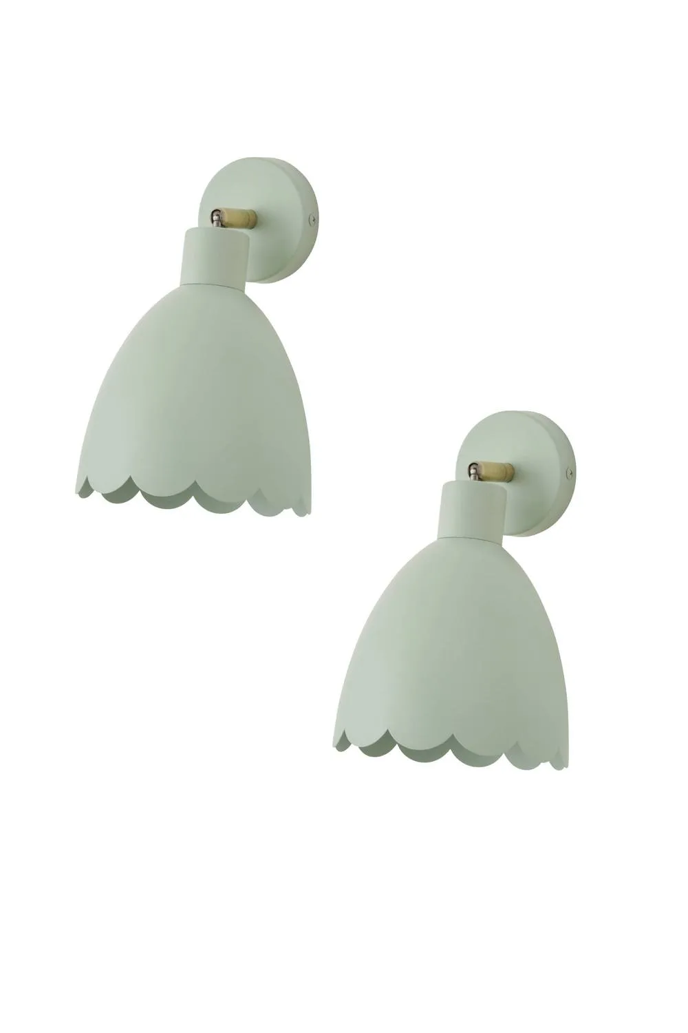 ValueLights Millie Pair of Flower Style Scallop Adjustable Wall Lights & Bulbs in Pale Green 1