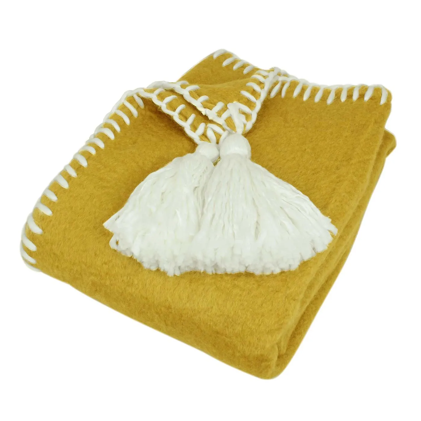 Yellow Wool Trim Throw