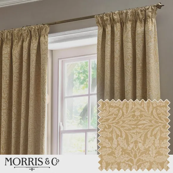 Morris & Co. Acorn Tonal Jacquard Pencil Pleat Curtains 4