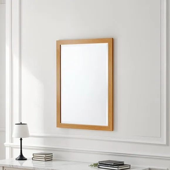 Yearn Simple Oak Effect Bevelled Wall Mirror 1